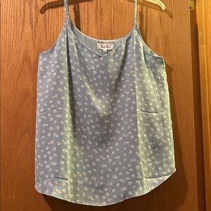Pink Rose Light Blue Floral Top